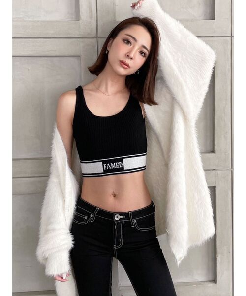 GYDA(ジェイダ)の「FAMED GLITTER LINE KNIT TANKTOP(タンクトップ・レディース・ブラック/オフホワイト・FREE)」の3枚目の写真