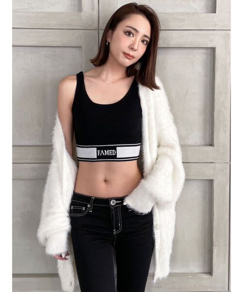 GYDA(ジェイダ)の「FAMED GLITTER LINE KNIT TANKTOP(タンクトップ・レディース・ブラック/オフホワイト・FREE)」の4枚目の写真