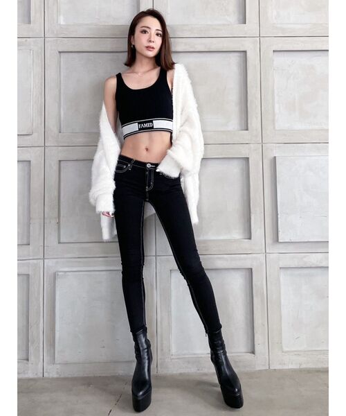 GYDA(ジェイダ)の「FAMED GLITTER LINE KNIT TANKTOP(タンクトップ・レディース・ブラック/オフホワイト・FREE)」の17枚目の写真