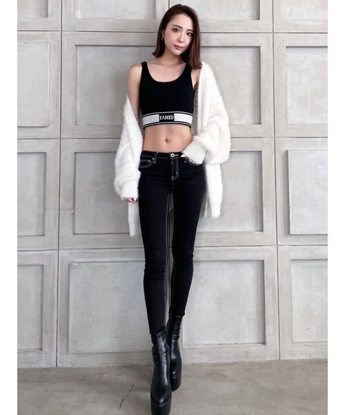 GYDA(ジェイダ)の「FAMED GLITTER LINE KNIT TANKTOP(タンクトップ・レディース・ブラック/オフホワイト・FREE)」の14枚目の写真