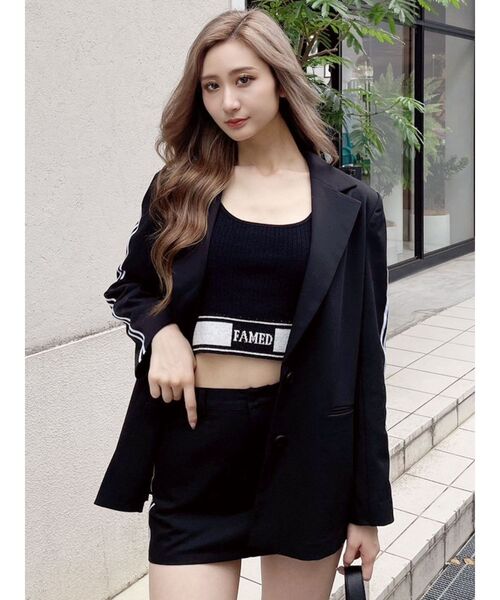 GYDA(ジェイダ)の「FAMED GLITTER LINE KNIT TANKTOP(タンクトップ・レディース・ブラック/オフホワイト・FREE)」の8枚目の写真