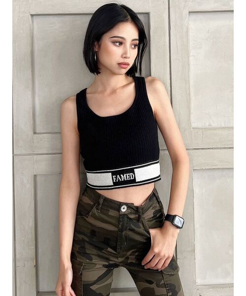 GYDA(ジェイダ)の「FAMED GLITTER LINE KNIT TANKTOP(タンクトップ・レディース・ブラック/オフホワイト・FREE)」の15枚目の写真