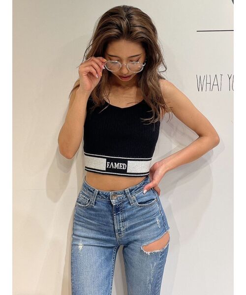 GYDA(ジェイダ)の「FAMED GLITTER LINE KNIT TANKTOP(タンクトップ・レディース・ブラック/オフホワイト・FREE)」の20枚目の写真