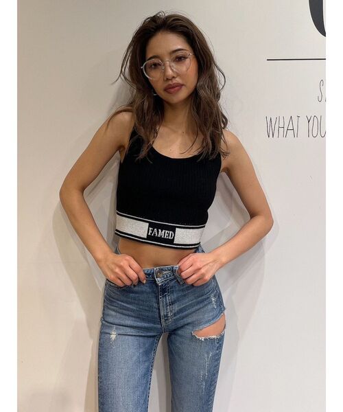 GYDA(ジェイダ)の「FAMED GLITTER LINE KNIT TANKTOP(タンクトップ・レディース・ブラック/オフホワイト・FREE)」の13枚目の写真