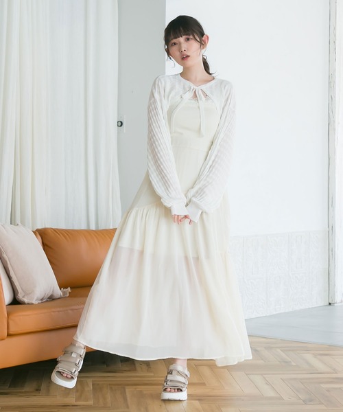 moulis'(ムーリス)の「シアーチェックボレロカーデ(カーディガン/ボレロ・レディース・ベビーピンク/ブラック/ブルー/ホワイト・M-L/LL~3L)」の21枚目の写真