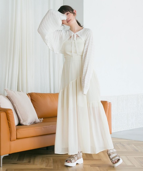 moulis'(ムーリス)の「シアーチェックボレロカーデ(カーディガン/ボレロ・レディース・ベビーピンク/ブラック/ブルー/ホワイト・M-L/LL~3L)」の13枚目の写真