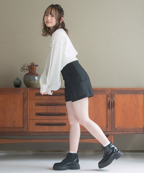 moulis'(ムーリス)の「シアーチェックボレロカーデ(カーディガン/ボレロ・レディース・ベビーピンク/ブラック/ブルー/ホワイト・M-L/LL~3L)」の17枚目の写真