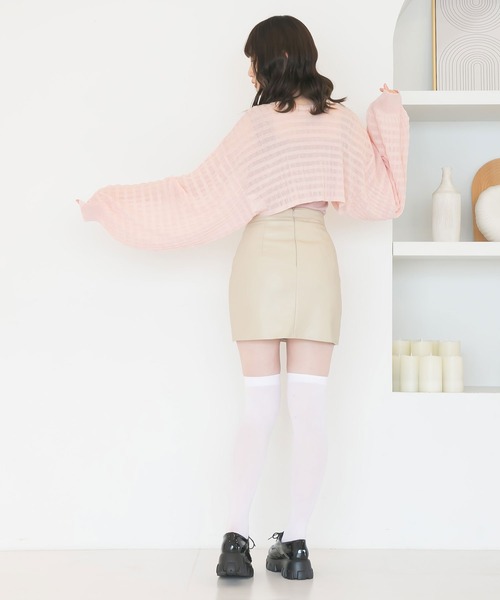 moulis'(ムーリス)の「シアーチェックボレロカーデ(カーディガン/ボレロ・レディース・ベビーピンク/ブラック/ブルー/ホワイト・M-L/LL~3L)」の18枚目の写真