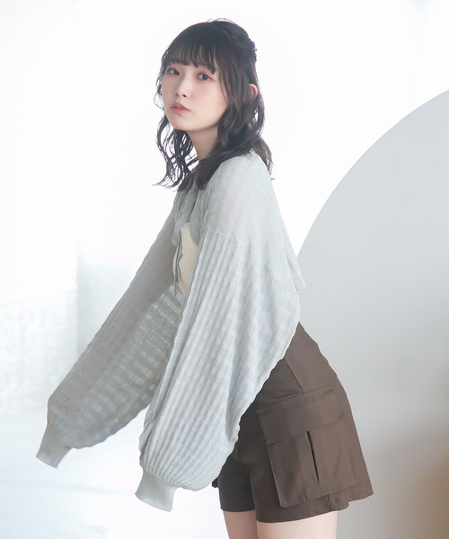 moulis'(ムーリス)の「シアーチェックボレロカーデ(カーディガン/ボレロ・レディース・ベビーピンク/ブラック/ブルー/ホワイト・M-L/LL~3L)」の19枚目の写真