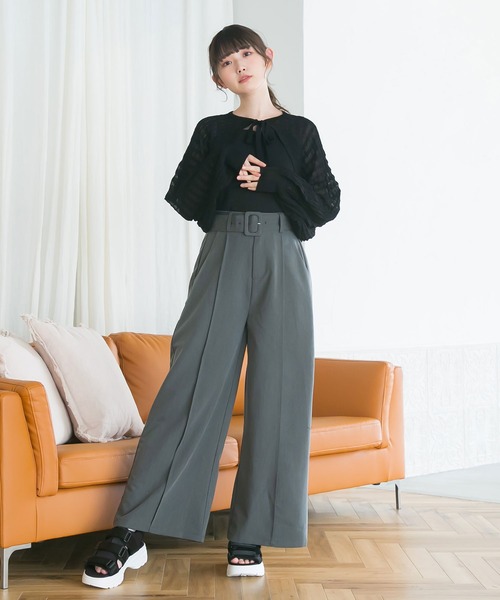 moulis'(ムーリス)の「シアーチェックボレロカーデ(カーディガン/ボレロ・レディース・ベビーピンク/ブラック/ブルー/ホワイト・M-L/LL~3L)」の11枚目の写真