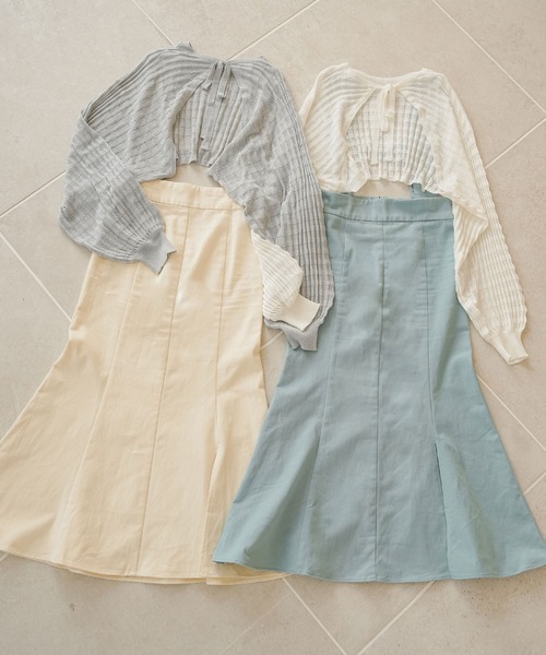 moulis'(ムーリス)の「シアーチェックボレロカーデ(カーディガン/ボレロ・レディース・ベビーピンク/ブラック/ブルー/ホワイト・M-L/LL~3L)」の7枚目の写真