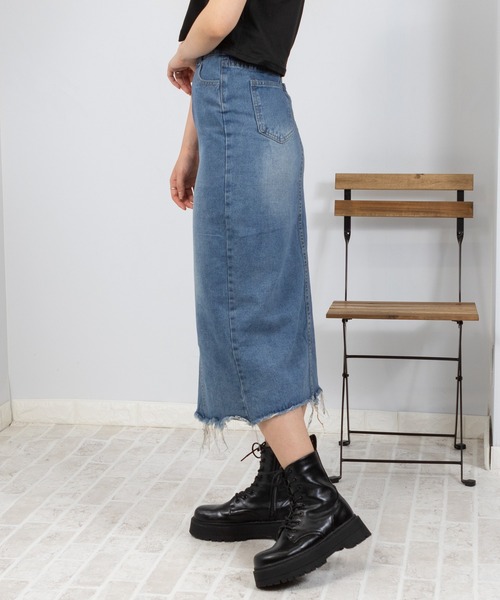 pumpkin port（パンプキンポート）の「ダメージスリット デニムスカート（デニムスカート・レディース・ブルー・MEDIUM/LARGE/SMALL）」の9枚目の写真