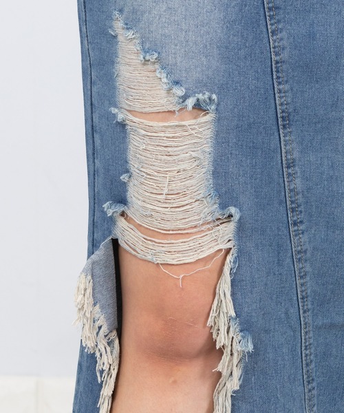 pumpkin port（パンプキンポート）の「ダメージスリット デニムスカート（デニムスカート・レディース・ブルー・MEDIUM/LARGE/SMALL）」の12枚目の写真