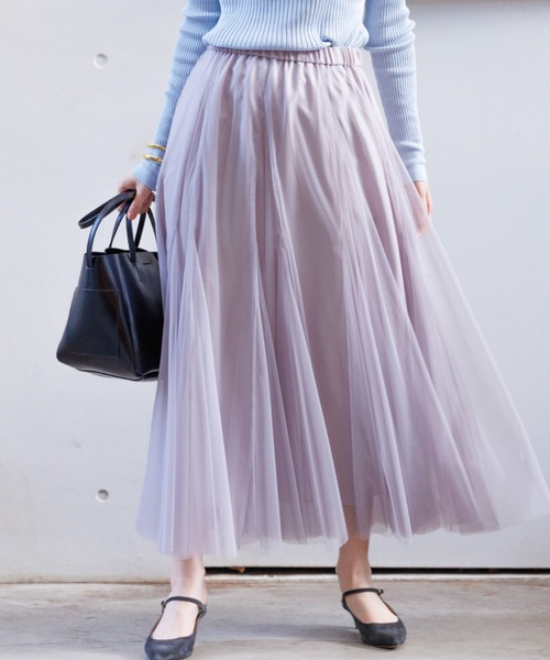 Rouge vif（ルージュヴィフ）の「チュールマチフレアスカート（スカート・レディース・ブラック/チャコールグレー/グレイッシュベージュ/ライトグレー・36/38）」の4枚目の写真