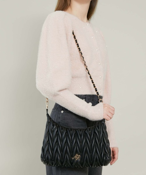 archives（アルシーヴ）の「ロゴプレートウェーブキルトチェーンバッグ（ショルダーバッグ・レディース・ブラック/アイボリー/ローズ・FREE）」の20枚目の写真