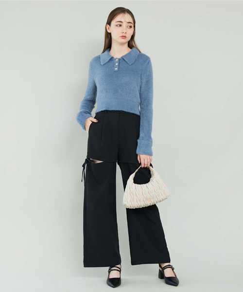 archives（アルシーヴ）の「ロゴプレートウェーブキルトチェーンバッグ（ショルダーバッグ・レディース・ブラック/アイボリー/ローズ・FREE）」の8枚目の写真