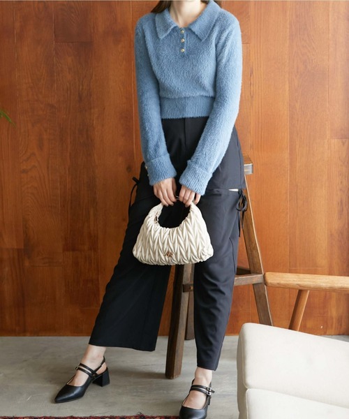 archives（アルシーヴ）の「ロゴプレートウェーブキルトチェーンバッグ（ショルダーバッグ・レディース・ブラック/アイボリー/ローズ・FREE）」の5枚目の写真