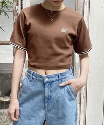 179/WG | クロップド リブTシャツ／ワンポイント刺繍(Tシャツ/カットソー)