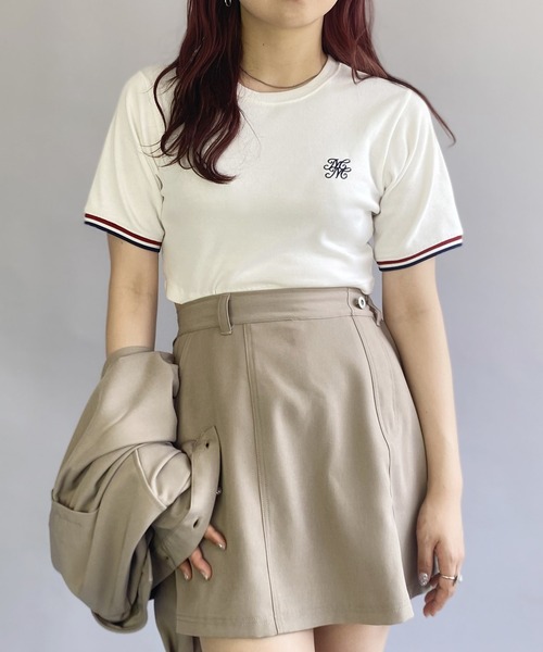 179/WG（イチナナキュウダブルジー）の「クロップド リブTシャツ／ワンポイント刺繍（Tシャツ/カットソー・レディース・オフホワイト/チャコールグレー/ブラウン・FREE）」の2枚目の写真