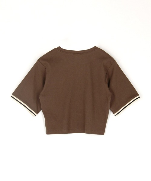 179/WG（イチナナキュウダブルジー）の「クロップド リブTシャツ／ワンポイント刺繍（Tシャツ/カットソー・レディース・オフホワイト/チャコールグレー/ブラウン・FREE）」の7枚目の写真