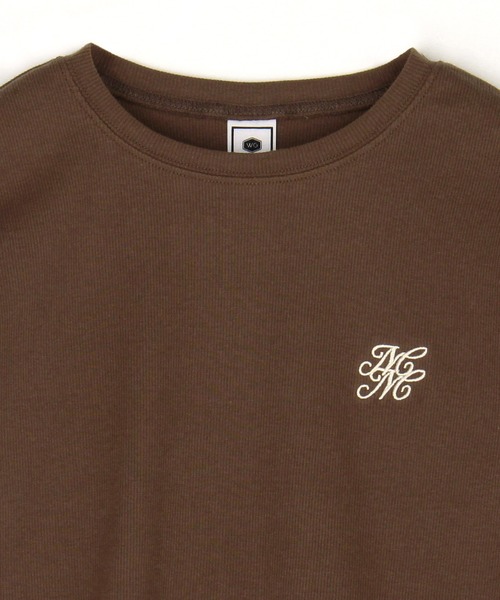 179/WG（イチナナキュウダブルジー）の「クロップド リブTシャツ／ワンポイント刺繍（Tシャツ/カットソー・レディース・オフホワイト/チャコールグレー/ブラウン・FREE）」の8枚目の写真