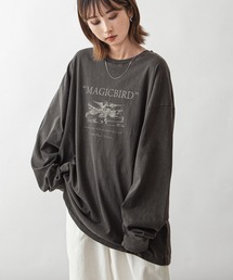 【ZIP FIVE】 ピグメント USA レトロ グラフィック ビッグシルエット 長袖 Tシャツ / ロンT