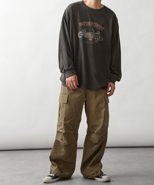 ZIP FIVE(ジップファイブ)の「【ZIP FIVE】 ピグメント USA レトロ グラフィック ビッグシルエット 長袖 Tシャツ / ロンT(Tシャツ/カットソー・メンズ・ブラック系/ホワイト/ホワイト系/ブラック/ネイビー/ネイビー系・MEDIUM/LARGE)」の15枚目の写真