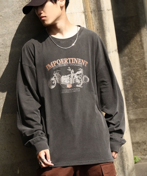 ZIP FIVE(ジップファイブ)の「【ZIP FIVE】 ピグメント USA レトロ グラフィック ビッグシルエット 長袖 Tシャツ / ロンT(Tシャツ/カットソー・メンズ・ブラック系/ホワイト/ホワイト系/ブラック/ネイビー/ネイビー系・MEDIUM/LARGE)」の22枚目の写真