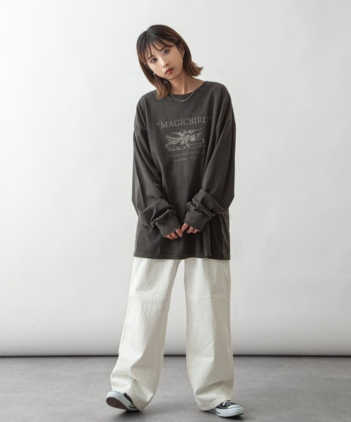 ZIP FIVE(ジップファイブ)の「【ZIP FIVE】 ピグメント USA レトロ グラフィック ビッグシルエット 長袖 Tシャツ / ロンT(Tシャツ/カットソー・メンズ・ブラック系/ホワイト/ホワイト系/ブラック/ネイビー/ネイビー系・MEDIUM/LARGE)」の13枚目の写真