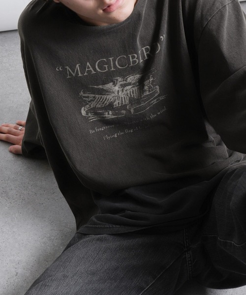 ZIP FIVE(ジップファイブ)の「【ZIP FIVE】 ピグメント USA レトロ グラフィック ビッグシルエット 長袖 Tシャツ / ロンT(Tシャツ/カットソー・メンズ・ブラック系/ホワイト/ホワイト系/ブラック/ネイビー/ネイビー系・MEDIUM/LARGE)」の14枚目の写真