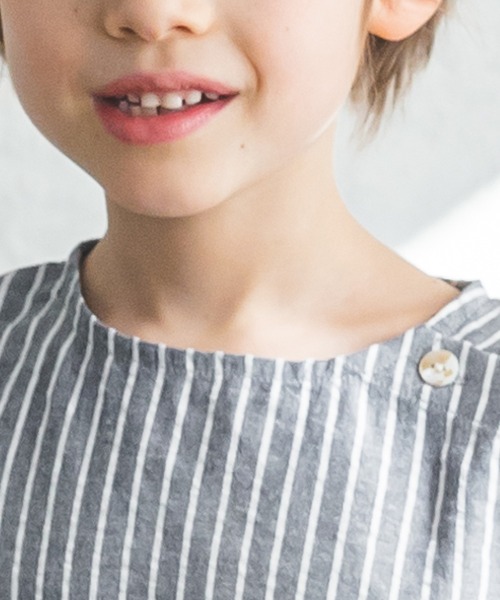 pairmanon（ペアマノン）の「【ママとおそろい】ストライプ柄半袖パジャマセット（ルームウェア/パジャマ・キッズ・グレー系その他2/グリーン系その他2/ブルー系その他2・110/120/90/100）」の4枚目の写真