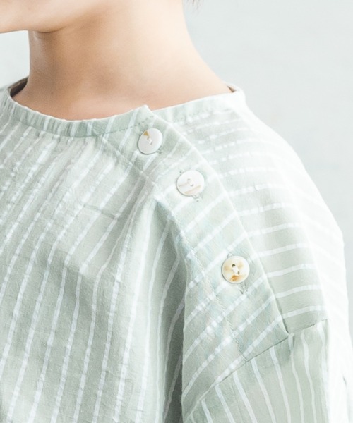 pairmanon（ペアマノン）の「【ママとおそろい】ストライプ柄半袖パジャマセット（ルームウェア/パジャマ・キッズ・グレー系その他2/グリーン系その他2/ブルー系その他2・110/120/90/100）」の8枚目の写真