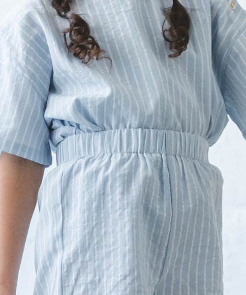 pairmanon（ペアマノン）の「【ママとおそろい】ストライプ柄半袖パジャマセット（ルームウェア/パジャマ・キッズ・グレー系その他2/グリーン系その他2/ブルー系その他2・110/120/90/100）」の6枚目の写真