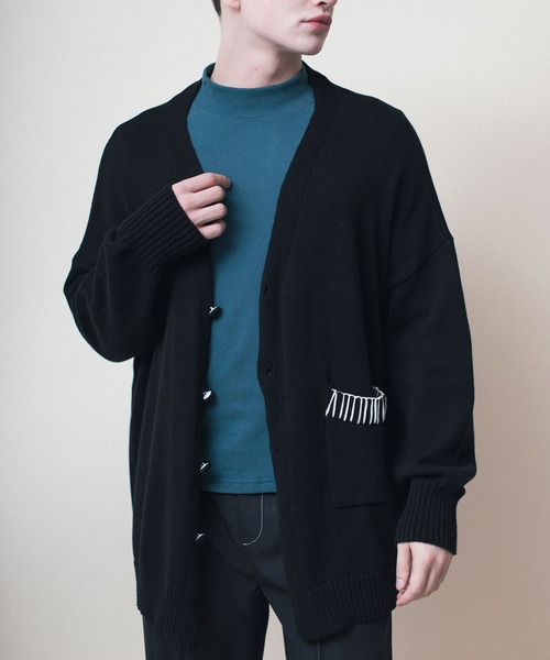 aimoha(アイモハ)の「aimoha menバルーンスリーブカーディガン(カーディガン/ボレロ・メンズ・ブラック/ベージュ・M/L/XL)」の7枚目の写真