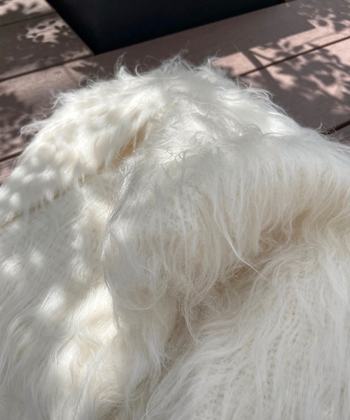 Chico（チコ）の「ブローチ付シャギーモヘアカーディガン（カーディガン/ボレロ・レディース・アイボリー/ブルー/チャコールグレー/グレー・FREE）」の15枚目の写真