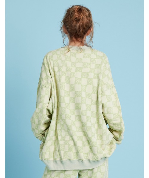 Little sunny bite(リトルサニーバイト)の「【Little sunny bite】Checker sweat top(スウェット・レディース・グリーン/ピンク/ホワイト・MEDIUM/SMALL)」の6枚目の写真