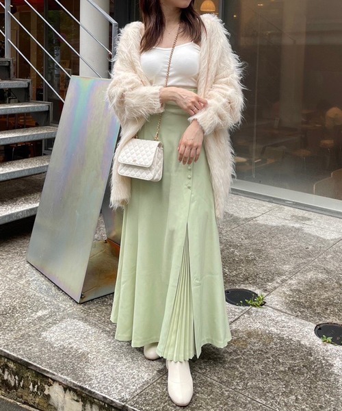 one after another NICE CLAUP(ワンアフターアナザーナイスクラップ)の「サイドボタンマーメイドスカート(スカート・レディース・ブラック/アイボリー/チェック/ミント・SMALL/MEDIUM)」の19枚目の写真