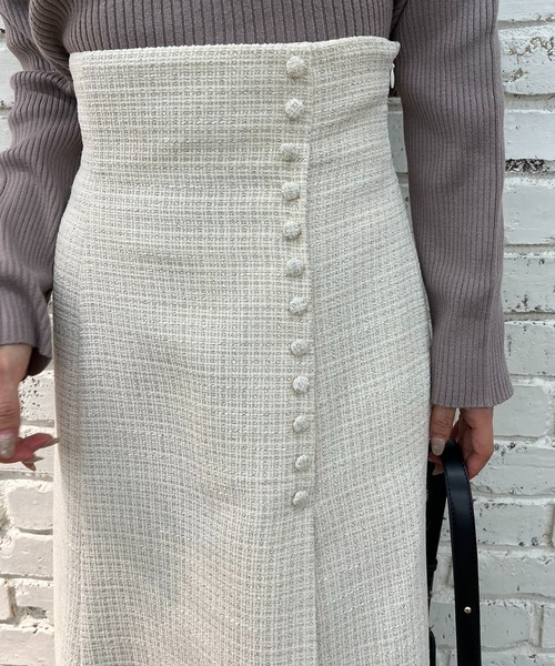 one after another NICE CLAUP(ワンアフターアナザーナイスクラップ)の「サイドボタンマーメイドスカート(スカート・レディース・ブラック/アイボリー/チェック/ミント・SMALL/MEDIUM)」の10枚目の写真