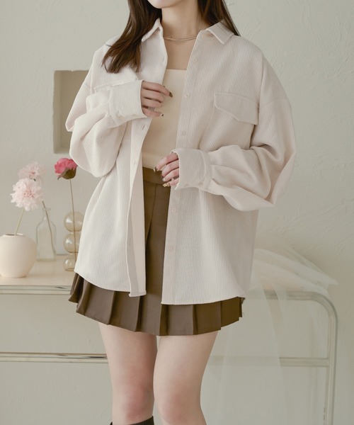Ambre Neige(アンブルネージュ)の「コーデュロイシャツ/WEB/EC限定商品(シャツ/ブラウス・レディース・ダークブラウン/アイボリー/ライトベージュ・FREE)」の1枚目の写真
