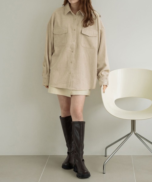 Ambre Neige(アンブルネージュ)の「コーデュロイシャツ/WEB/EC限定商品(シャツ/ブラウス・レディース・ダークブラウン/アイボリー/ライトベージュ・FREE)」の13枚目の写真