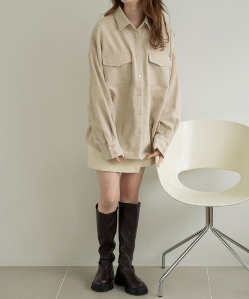 Ambre Neige(アンブルネージュ)の「コーデュロイシャツ/WEB/EC限定商品(シャツ/ブラウス・レディース・ダークブラウン/アイボリー/ライトベージュ・FREE)」の14枚目の写真