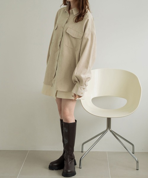 Ambre Neige(アンブルネージュ)の「コーデュロイシャツ/WEB/EC限定商品(シャツ/ブラウス・レディース・ダークブラウン/アイボリー/ライトベージュ・FREE)」の15枚目の写真