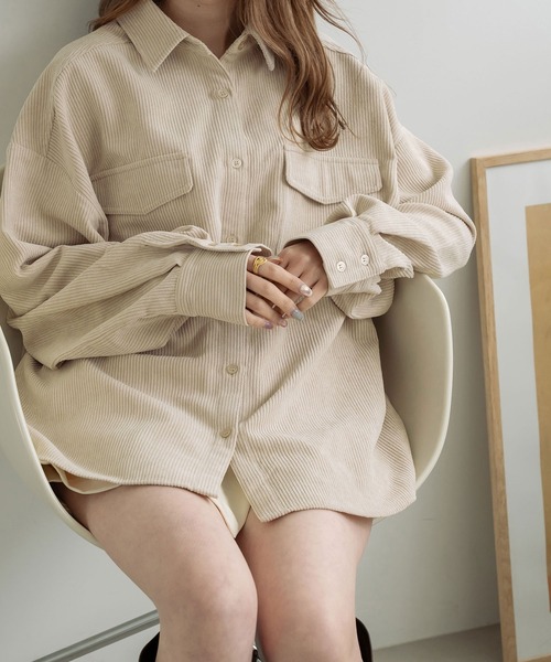 Ambre Neige(アンブルネージュ)の「コーデュロイシャツ/WEB/EC限定商品(シャツ/ブラウス・レディース・ダークブラウン/アイボリー/ライトベージュ・FREE)」の10枚目の写真