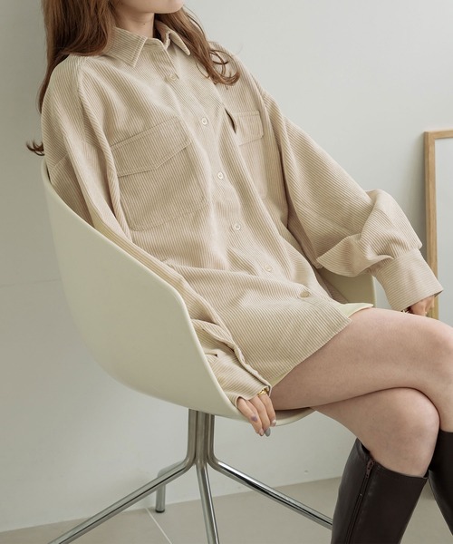 Ambre Neige(アンブルネージュ)の「コーデュロイシャツ/WEB/EC限定商品(シャツ/ブラウス・レディース・ダークブラウン/アイボリー/ライトベージュ・FREE)」の11枚目の写真