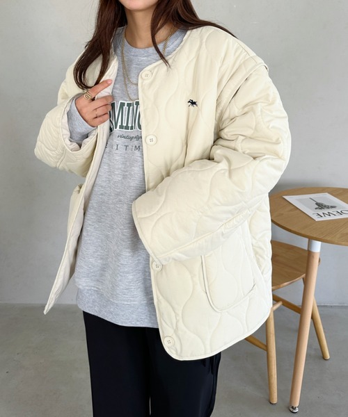 POLOCHAMPS(ポロチャンプス)の「POLOCHAMPS/ポロチャンプス 別注 2WAYオーバーサイズキルティングブルゾン(ブルゾン・レディース・ベージュ/アイボリー/カーキ/ブラック・FREE)」の12枚目の写真