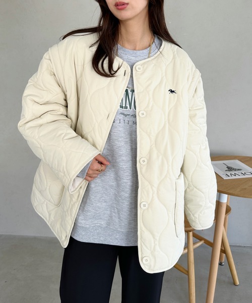 POLOCHAMPS(ポロチャンプス)の「POLOCHAMPS/ポロチャンプス 別注 2WAYオーバーサイズキルティングブルゾン(ブルゾン・レディース・ベージュ/アイボリー/カーキ/ブラック・FREE)」の11枚目の写真