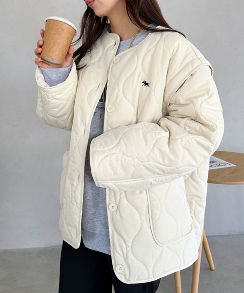 POLOCHAMPS(ポロチャンプス)の「POLOCHAMPS/ポロチャンプス 別注 2WAYオーバーサイズキルティングブルゾン(ブルゾン・レディース・ベージュ/アイボリー/カーキ/ブラック・FREE)」の10枚目の写真