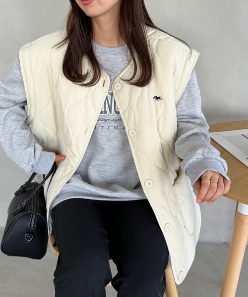 POLOCHAMPS(ポロチャンプス)の「POLOCHAMPS/ポロチャンプス 別注 2WAYオーバーサイズキルティングブルゾン(ブルゾン・レディース・ベージュ/アイボリー/カーキ/ブラック・FREE)」の20枚目の写真