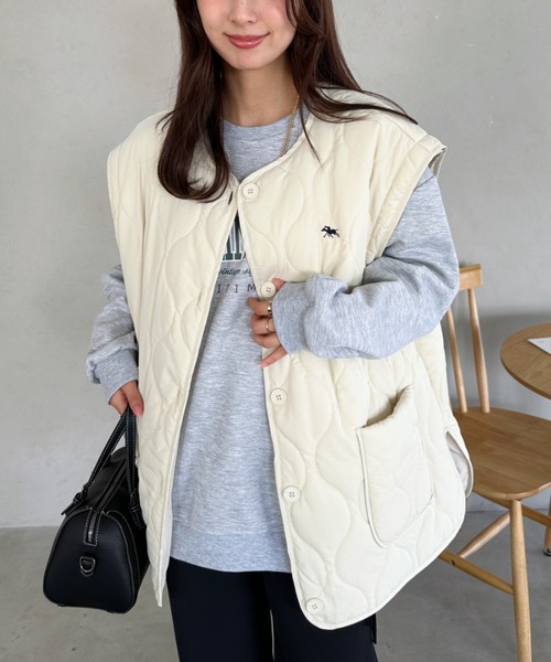 POLOCHAMPS(ポロチャンプス)の「POLOCHAMPS/ポロチャンプス 別注 2WAYオーバーサイズキルティングブルゾン(ブルゾン・レディース・ベージュ/アイボリー/カーキ/ブラック・FREE)」の13枚目の写真