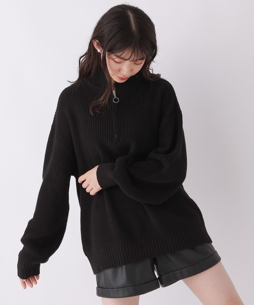 repipi armario（レピピ アルマリオ）の「ハーフZIPルーズニット（ニット/セーター・キッズ・ブラック/グレー系その他/アイボリー・LARGE/SMALL/MEDIUM）」の3枚目の写真